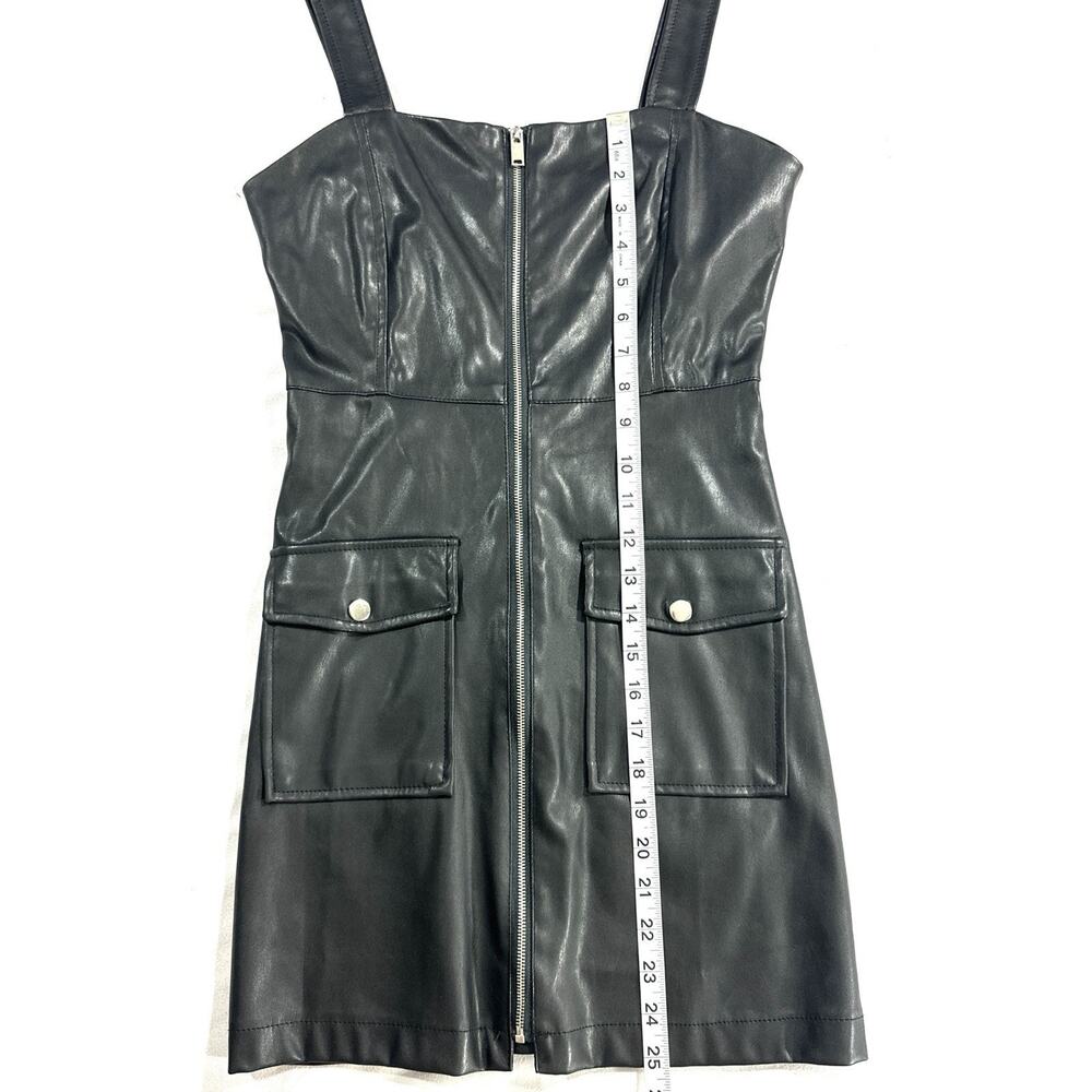 Love Tree Vegan Leather Sleeveless Strappy Dress Size Small No Belt - Picture 4 of 12